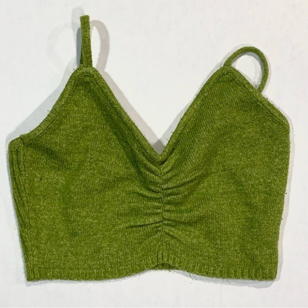 Green Knit Crop Top